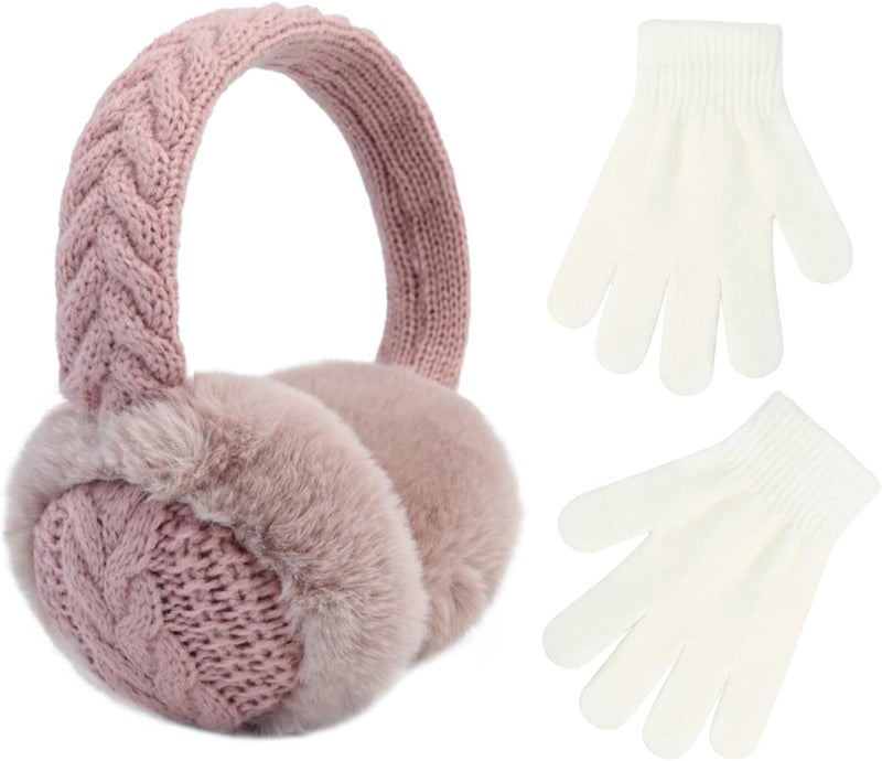 POXIMI Store Baby Warm Earmuffs Kid Magic Gloves Girl Soft Plush Ear Muffs Toddler Knit Mittens for Boy Winter Ear Warmer Set - Image 1